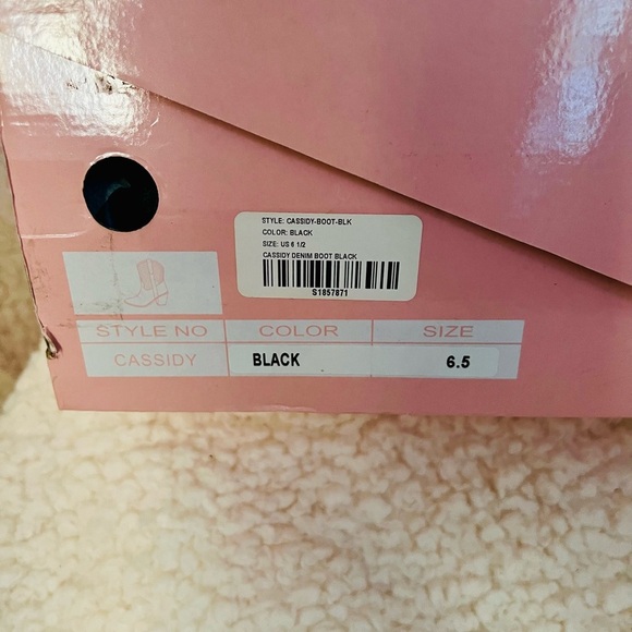 NIB Dolls Kill Cowgirl Ways Western Boot Cassidy Denim Boot in Black w/ Crystals - Picture 2 of 16